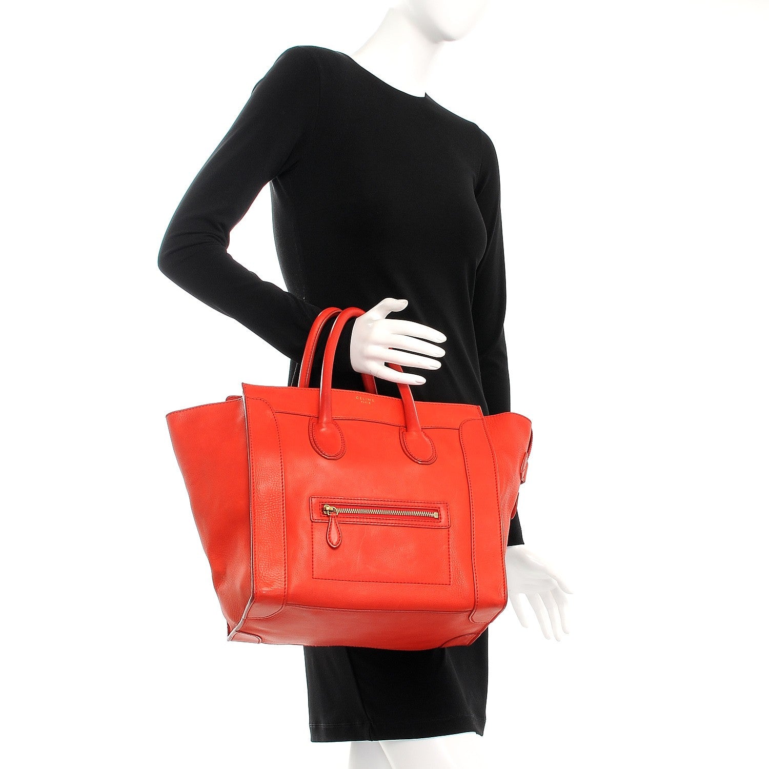 Celine Calfskin Mini Luggage Vermillion 2 of 19