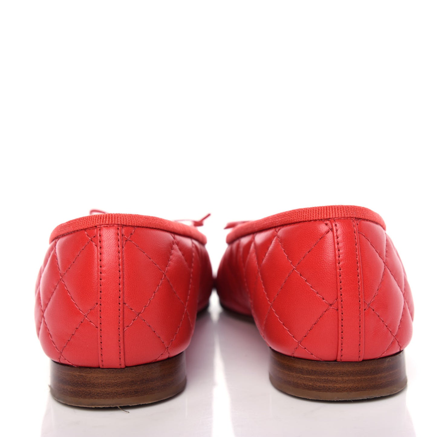 Lambskin Quilted Cap Toe CC Ballerina Flats 37 Light Red