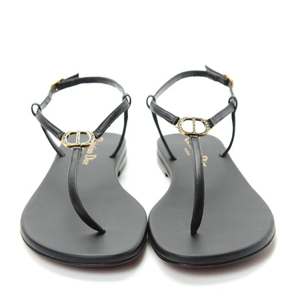 Christian Dior Lambskin Signature T-Strap Sandals 36 Black 2 of 10
