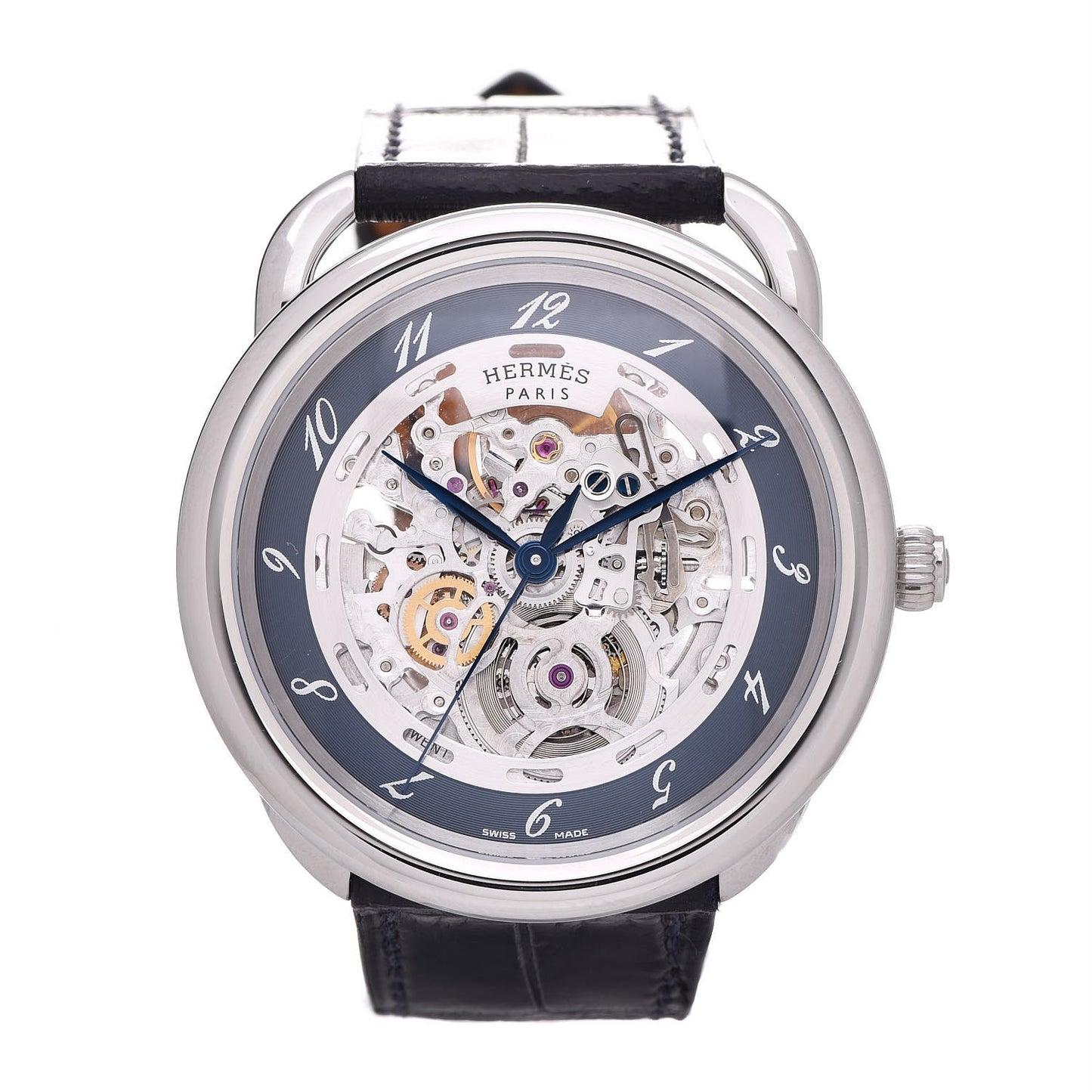 Stainless Steel Alligator 41mm Arceau Squelette Automatic Watch Marine