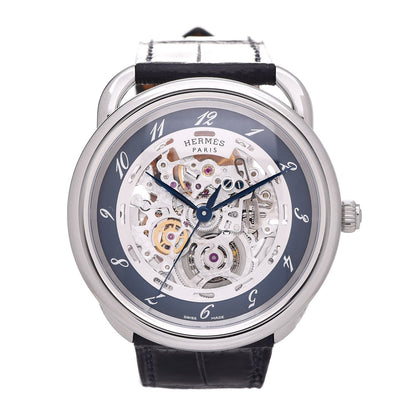 Hermes Stainless Steel Alligator 41mm Arceau Squelette Automatic Watch Marine 1 of 13