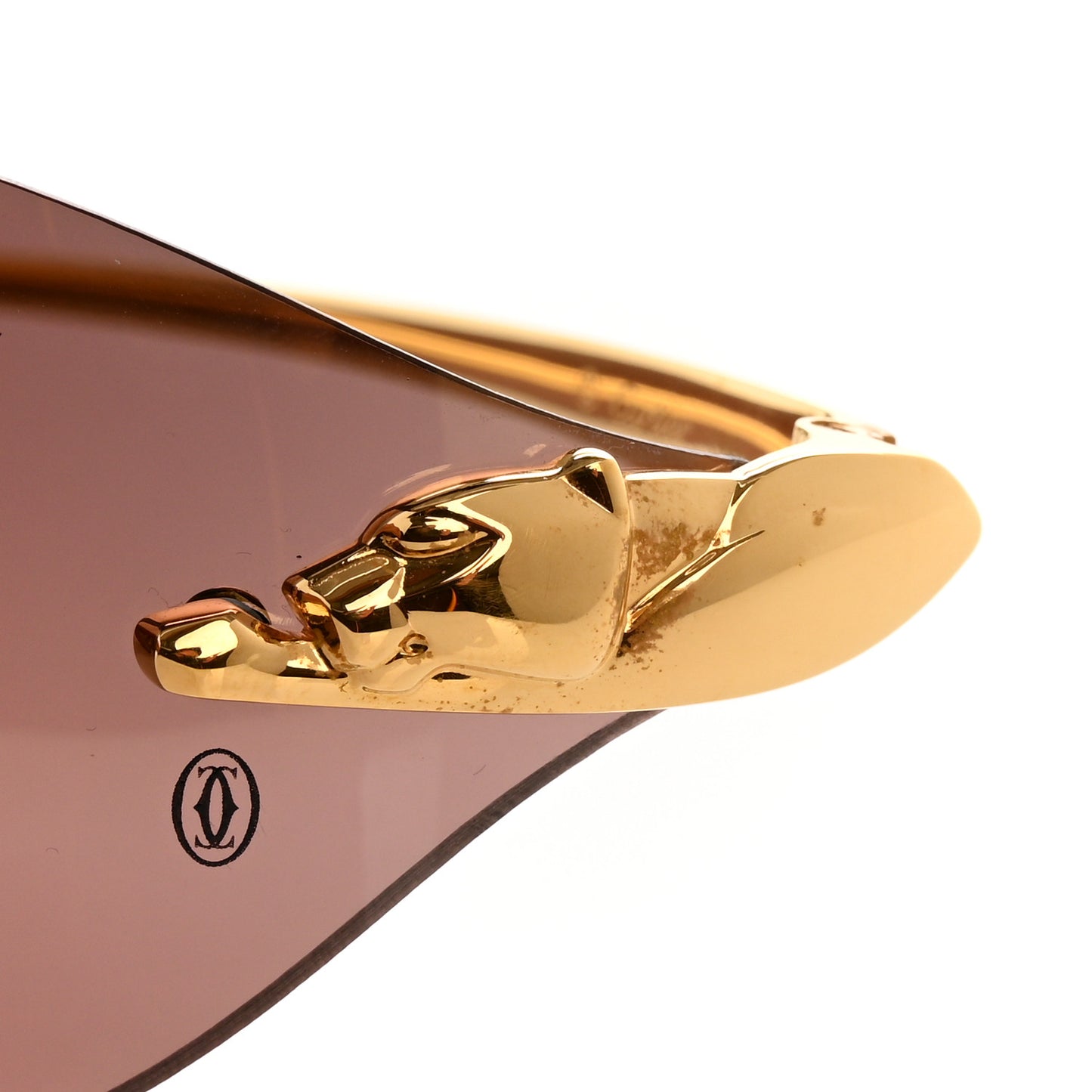 Metal Panthere De Cartier Rimless Sunglasses Gold