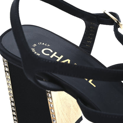 Chanel Grosgrain Crystal CC Sandals 40 Black 10 of 10