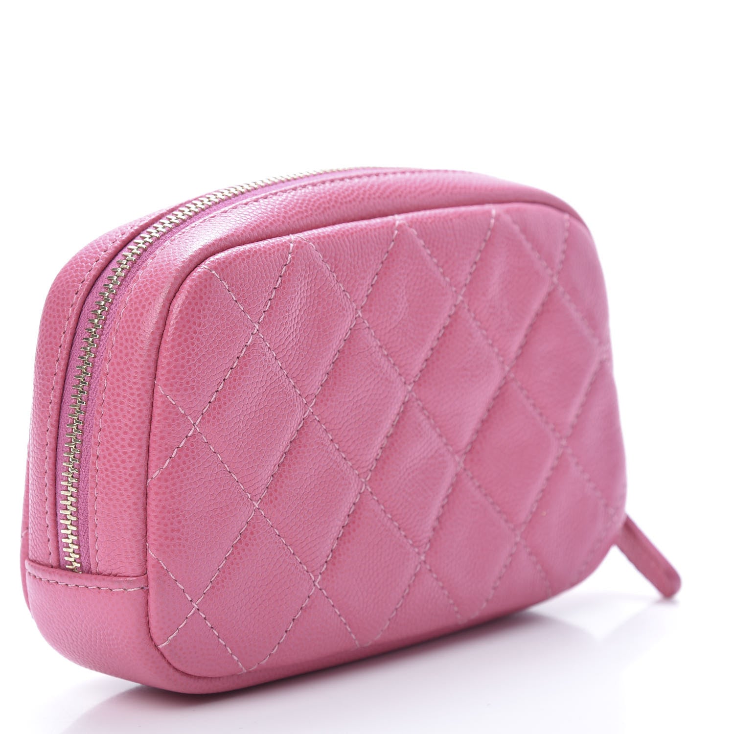 Chanel Caviar Quilted Small Curvy Pouch Cosmetic Case Pink 3 of 9