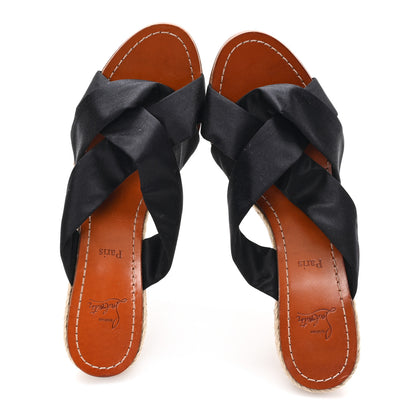 Christian Louboutin Silk Satin Delfin Espadrille Wedges 37 Black 2 of 8