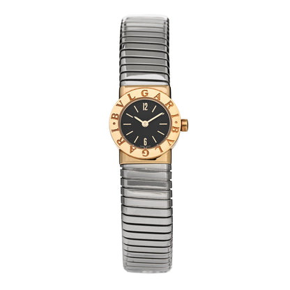 Bulgari Stainless Steel 18K Yellow Gold 19mm Tubogas Quartz Watch Black 1 of 4