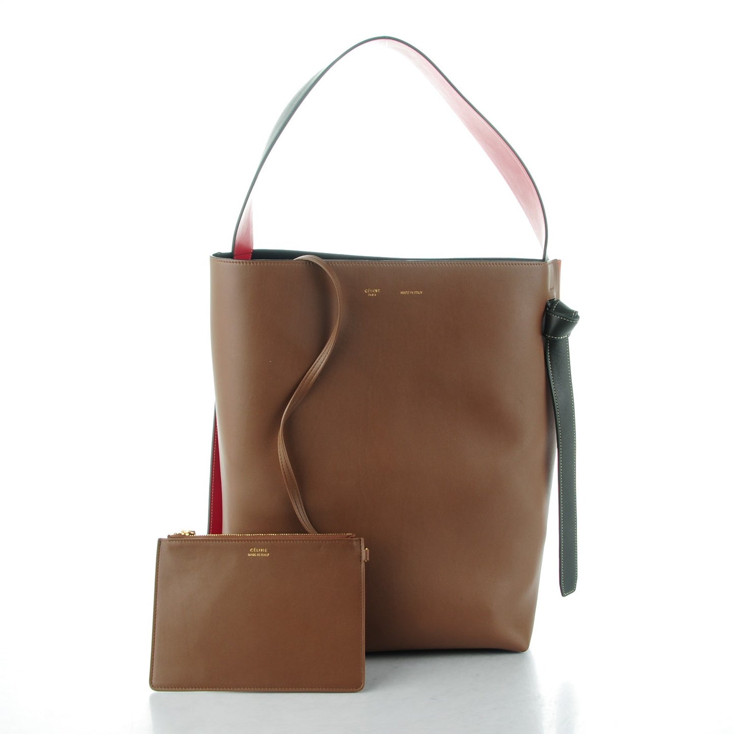 Shiny Smooth Calfskin Small Twisted Cabas Camel Brick