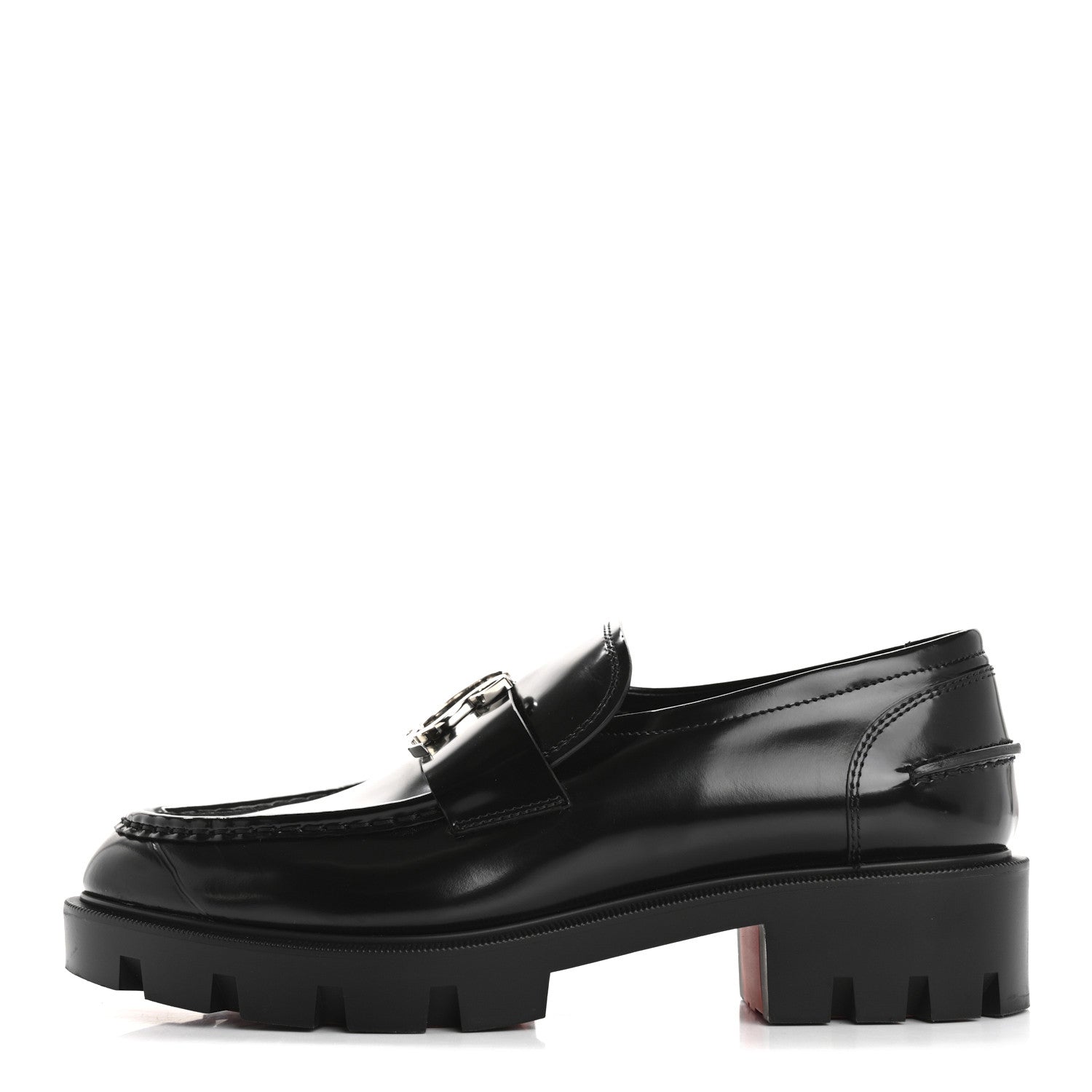 Christian Louboutin Abrasivato Womens CL Moc Lug Flat Loafers 38.5 Black 1 of 14