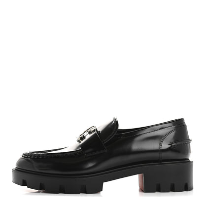 Christian Louboutin Abrasivato Womens CL Moc Lug Flat Loafers 38.5 Black 1 of 14