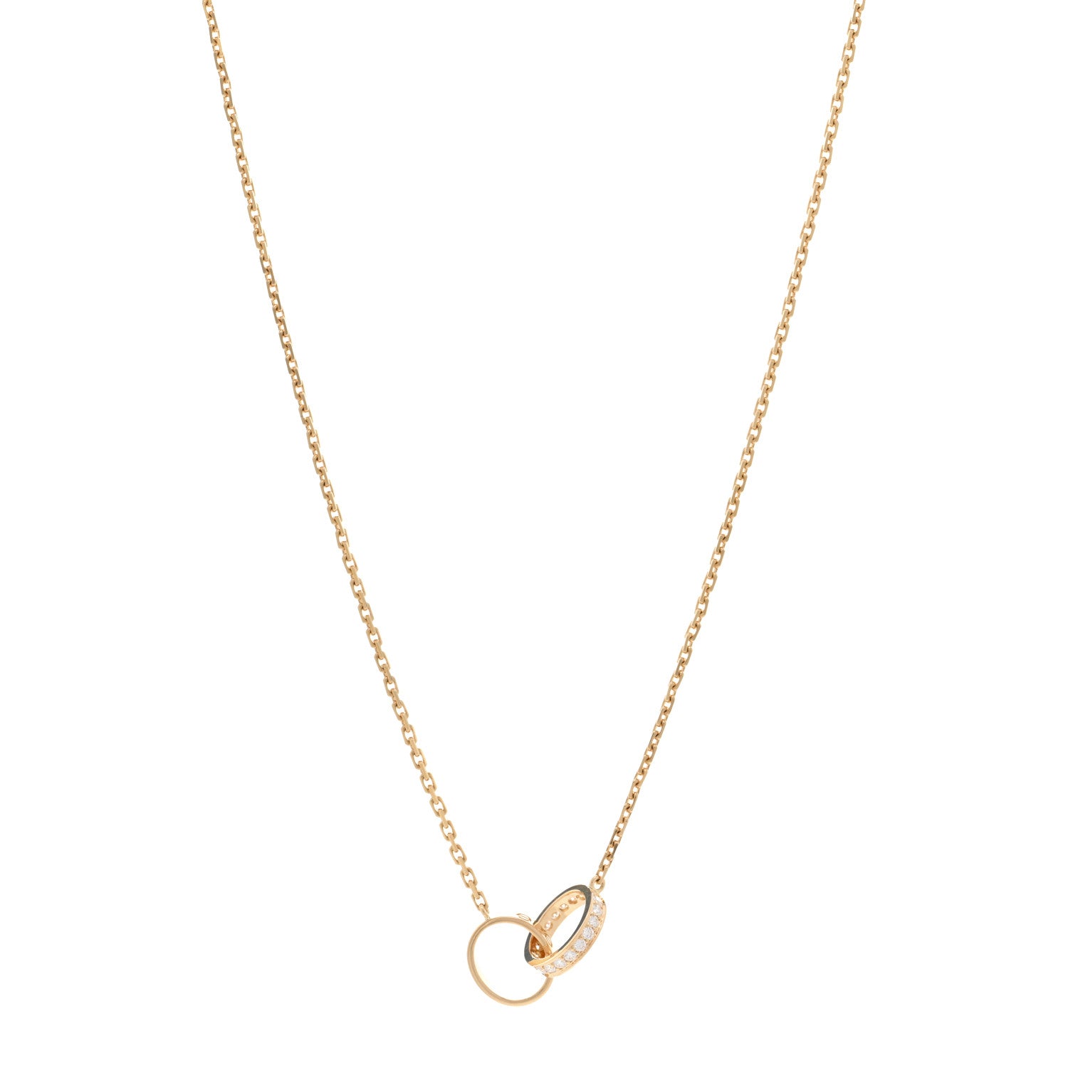 Cartier 18K Yellow Gold Diamond Interlocking LOVE Necklace 1 of 4