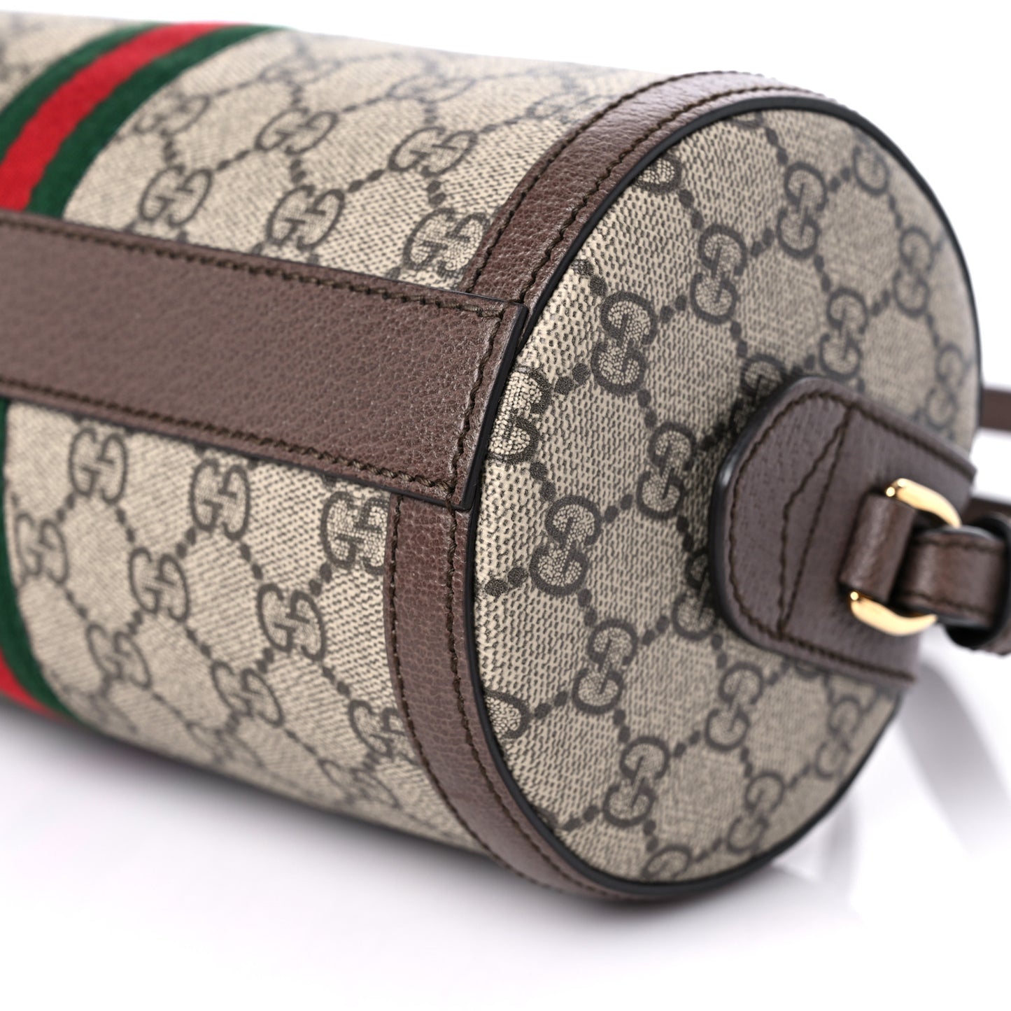 GG Supreme Monogram Web Small Ophidia Boston Bag Brown