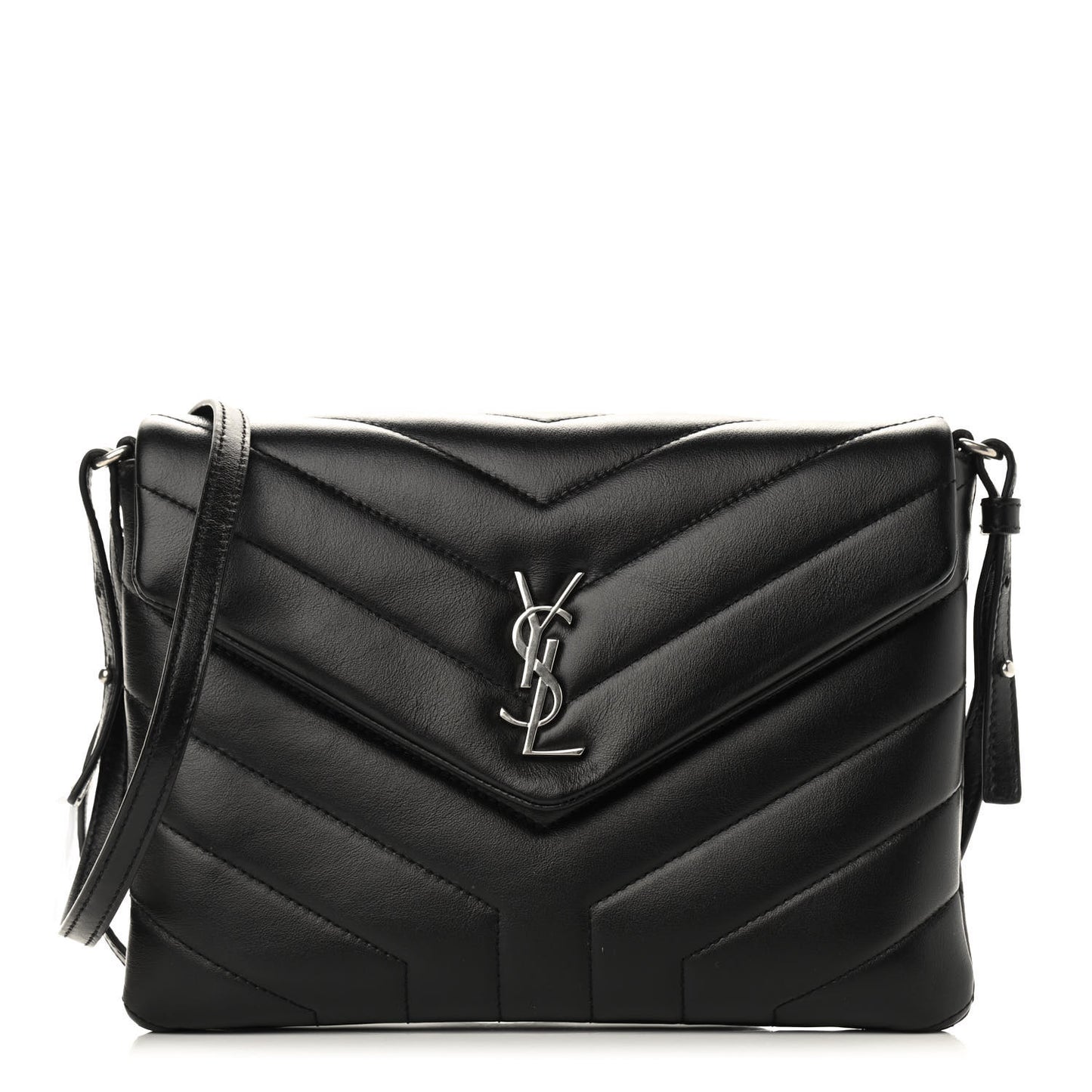 Calfskin Y Quilted Monogram Loulou Flap Bag Black