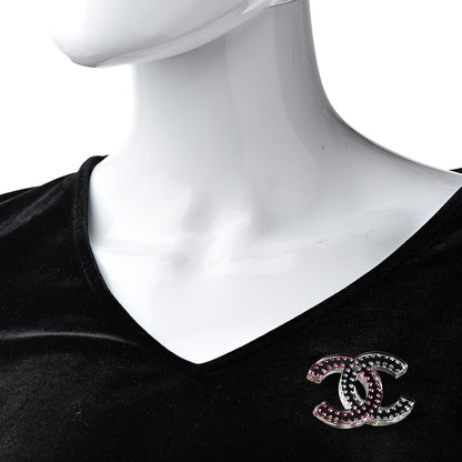 Chanel Resin Crystal Large CC Brooch Transparent Silver 2 of 4