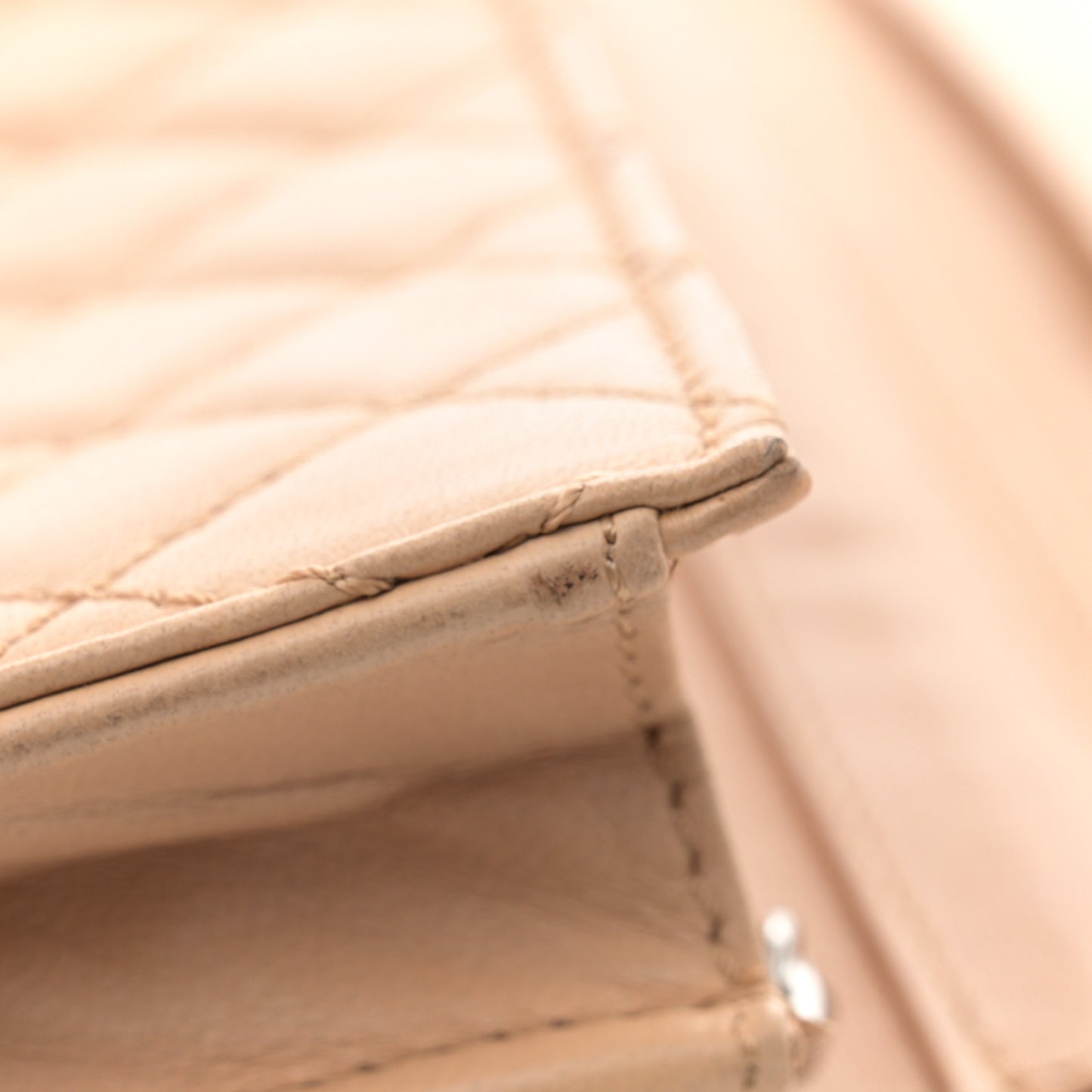 Lambskin Quilted Clutch with Chain Flap Beige