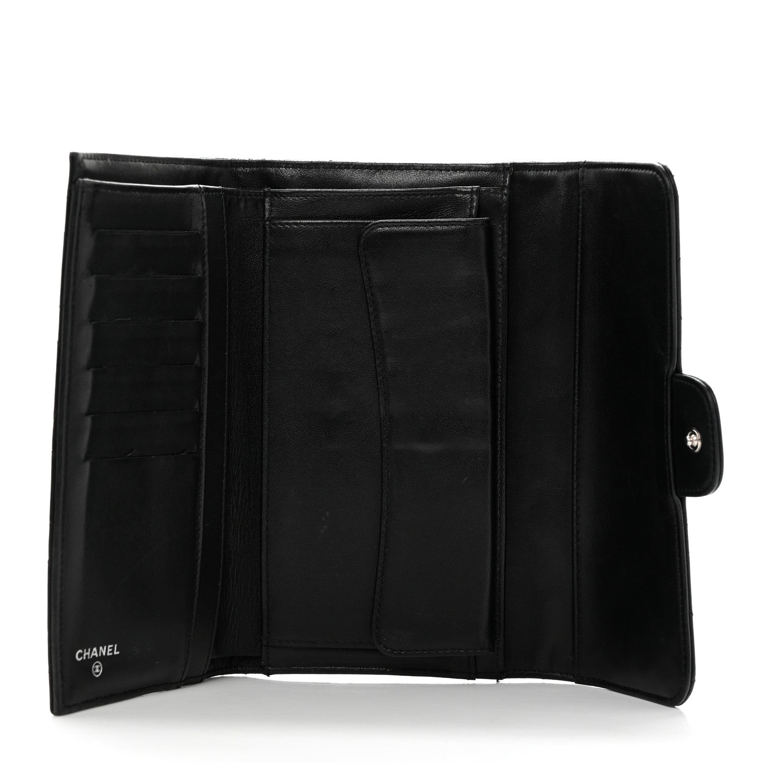 Chanel Lambskin Quilted Large Flap Wallet Black 3 of 10