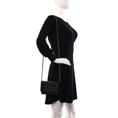 Chanel Lambskin Quilted Wallet On Chain WOC Black 2 of 16