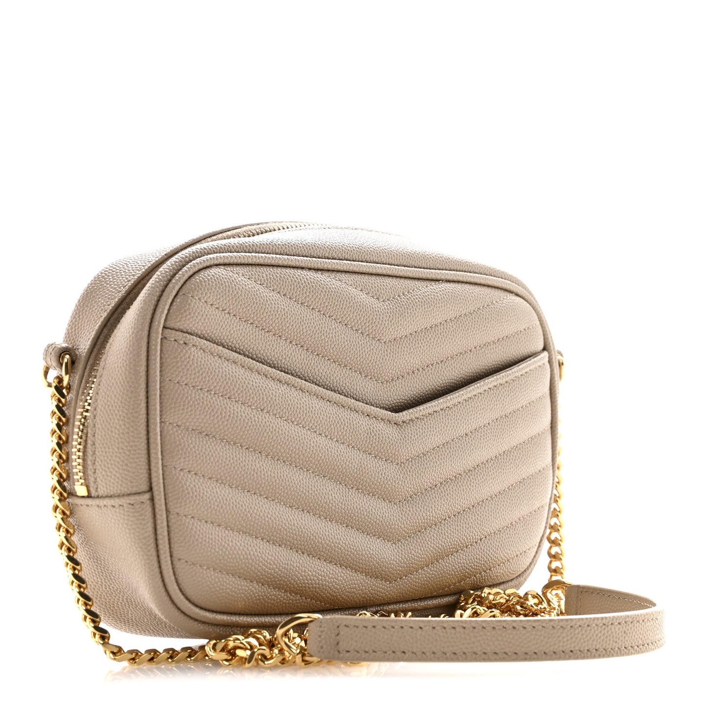 Grain De Poudre Matelasse Monogram Mini Lou Camera Bag Dark Beige