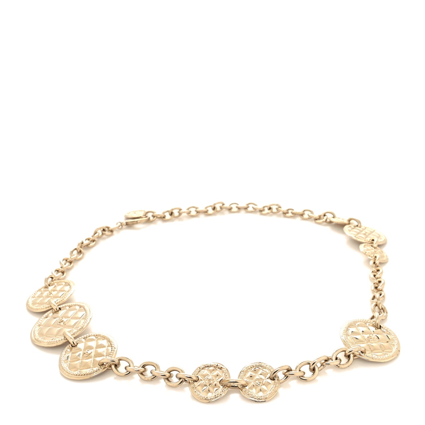 Chain Quilted CC Medallion Belt Gold