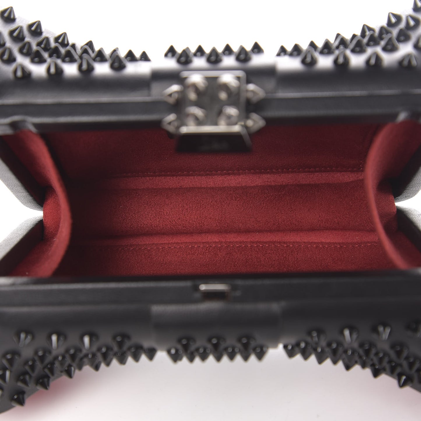 Calfskin Spikes Grandotto Clutch Black Red