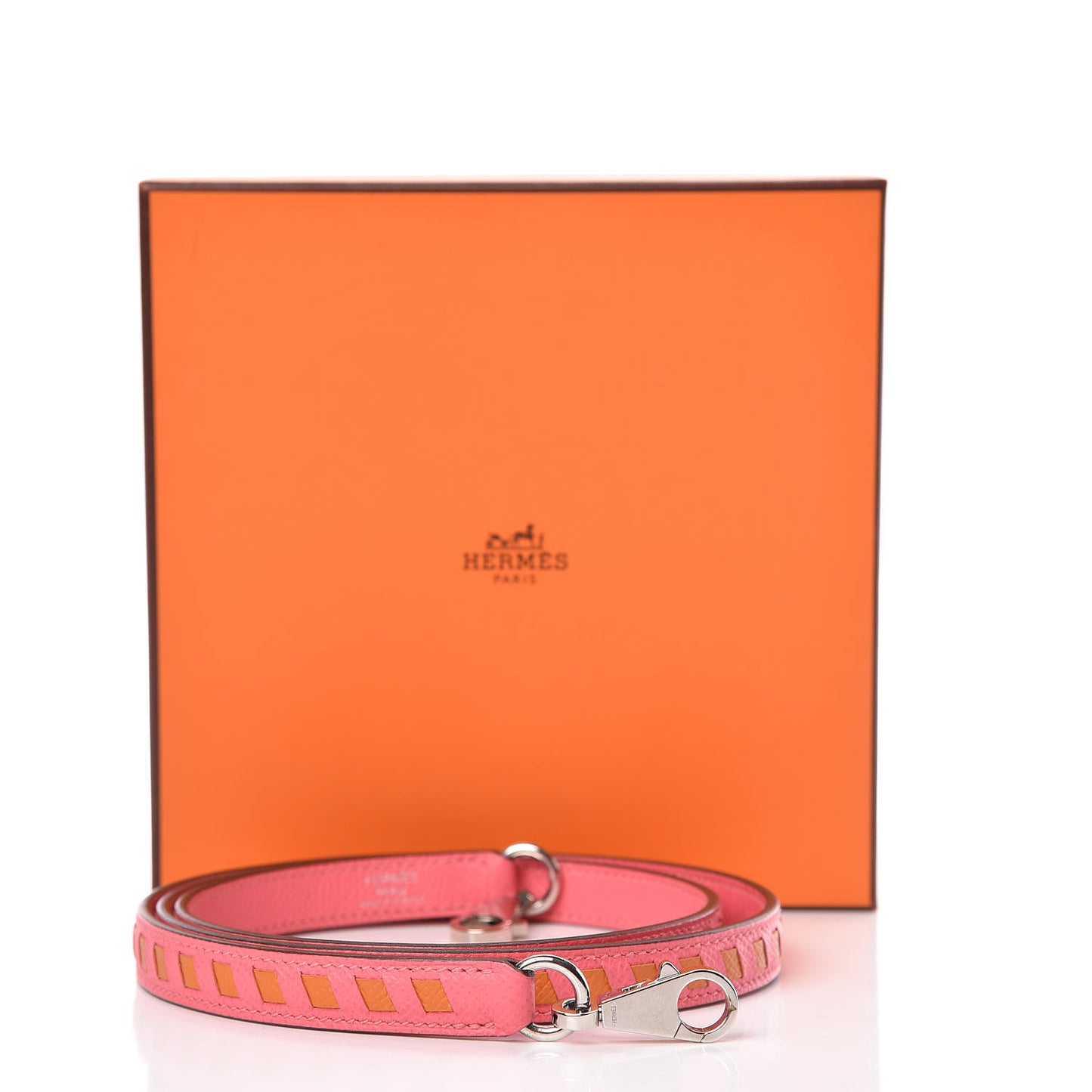 Epsom 16mm Tressage Shoulder Strap Rose Azalee Abricot
