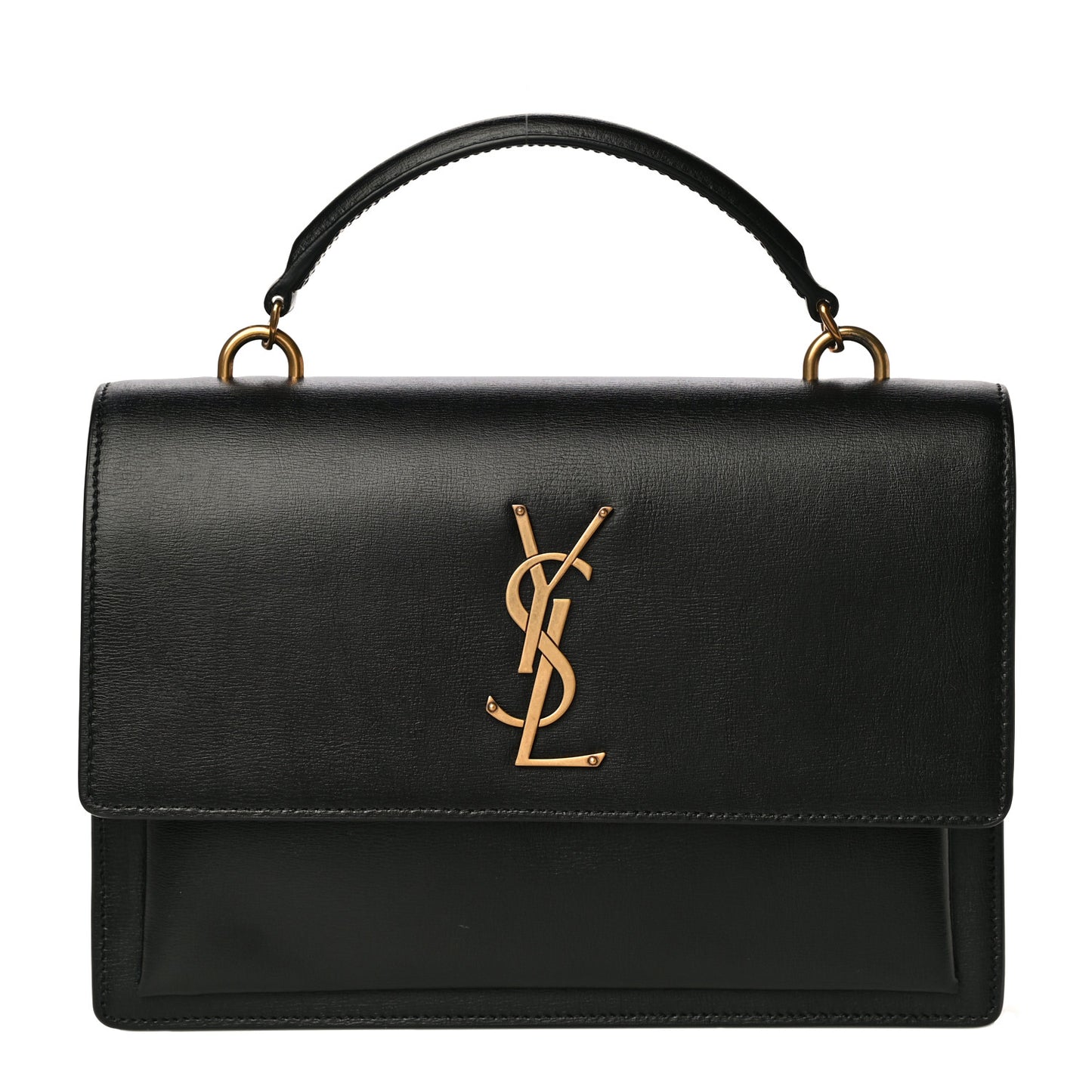 Smooth Calfskin Medium Monogram Sunset Satchel Black