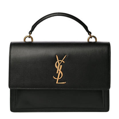 Saint Laurent Smooth Calfskin Medium Monogram Sunset Satchel Black 1 of 11