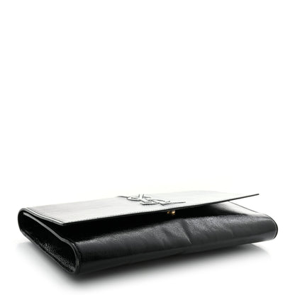 Saint Laurent Textured Patent Monogram Large Belle De Jour Clutch Black 4 of 11