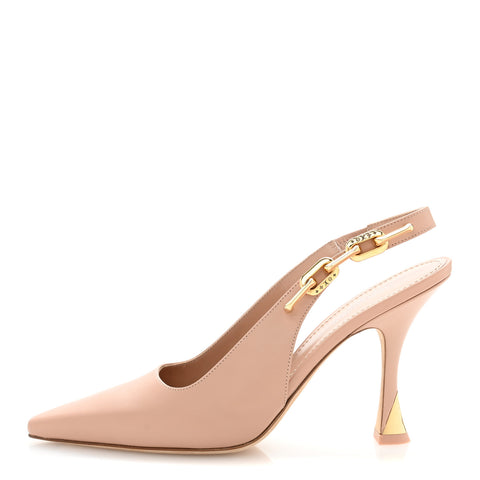 Calfskin Sparkle Slingback Pumps 39 Nude