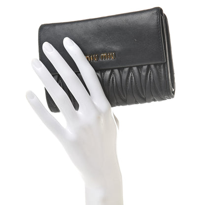 Miu Miu Nappa Matelasse Tri-Fold Flap Wallet Black 2 of 11