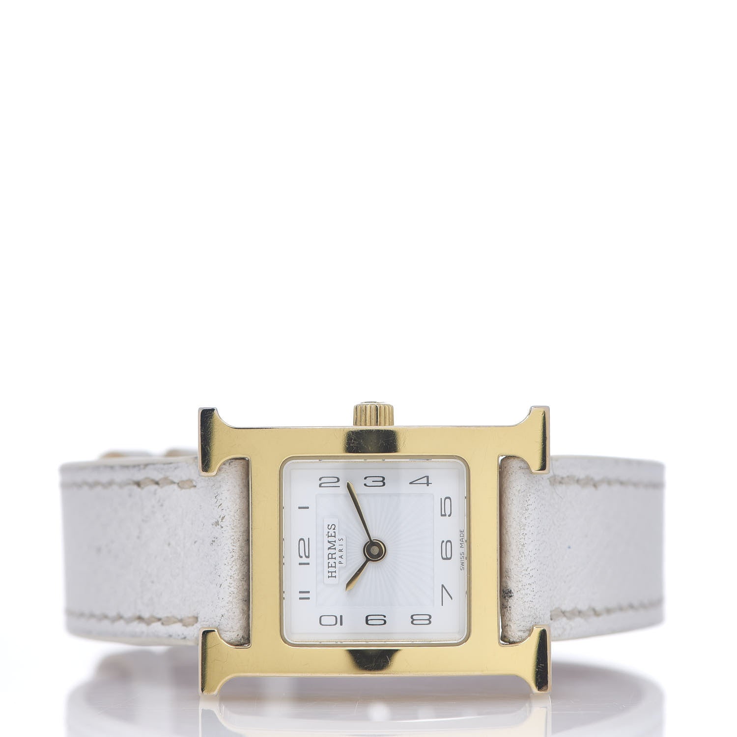 Hermes Stainless Steel Epsom 21mm Heure H Hour Quartz Watch Blanc 2 of 5
