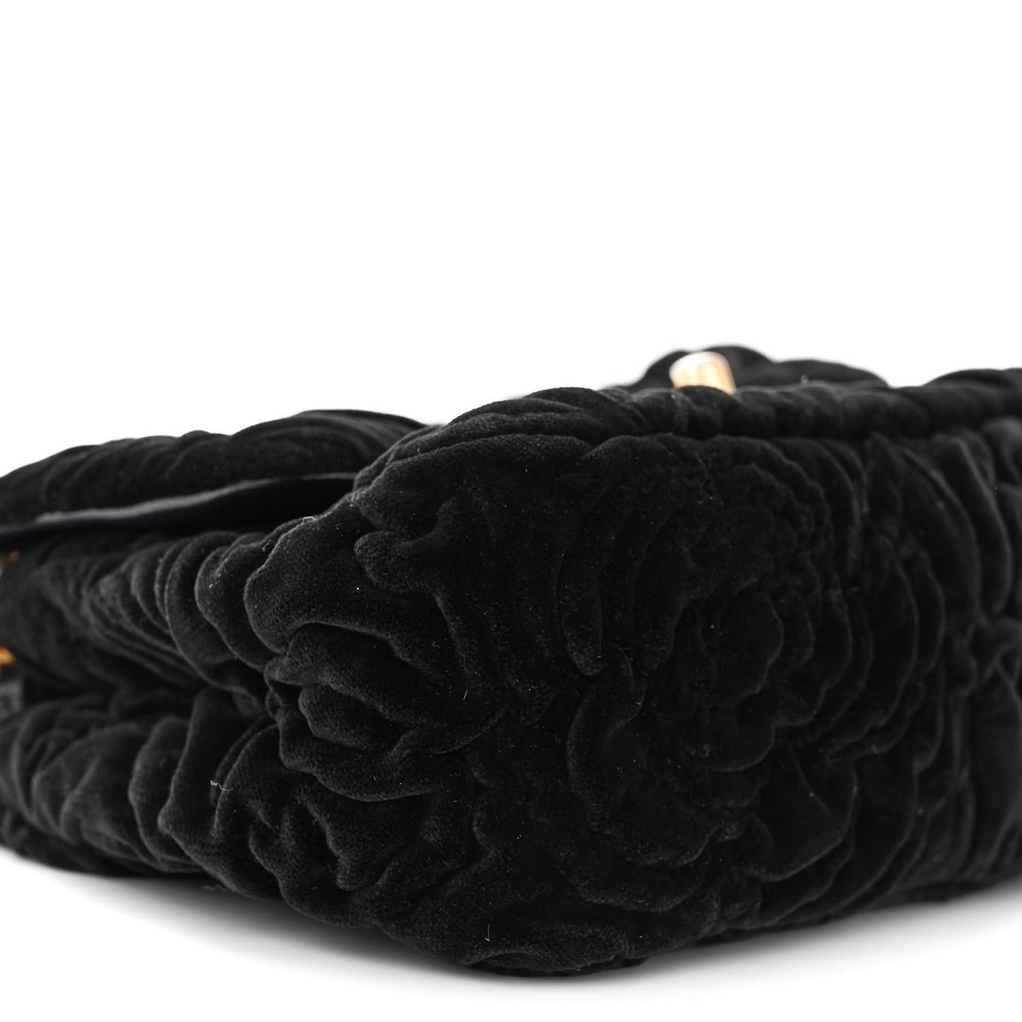 Velvet Camellia Embossed Mini Square Flap Black