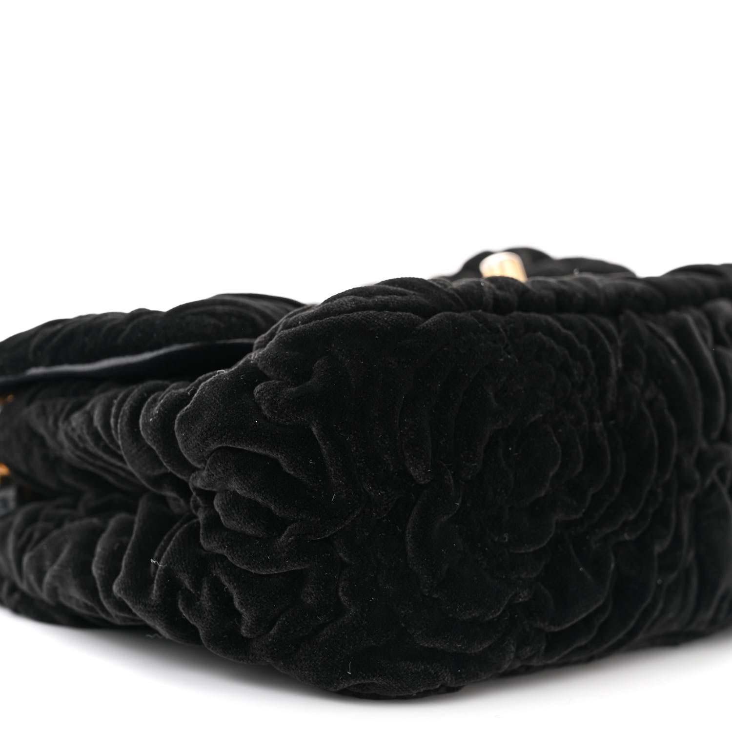 Chanel Velvet Camellia Embossed Mini Square Flap Black 9 of 10