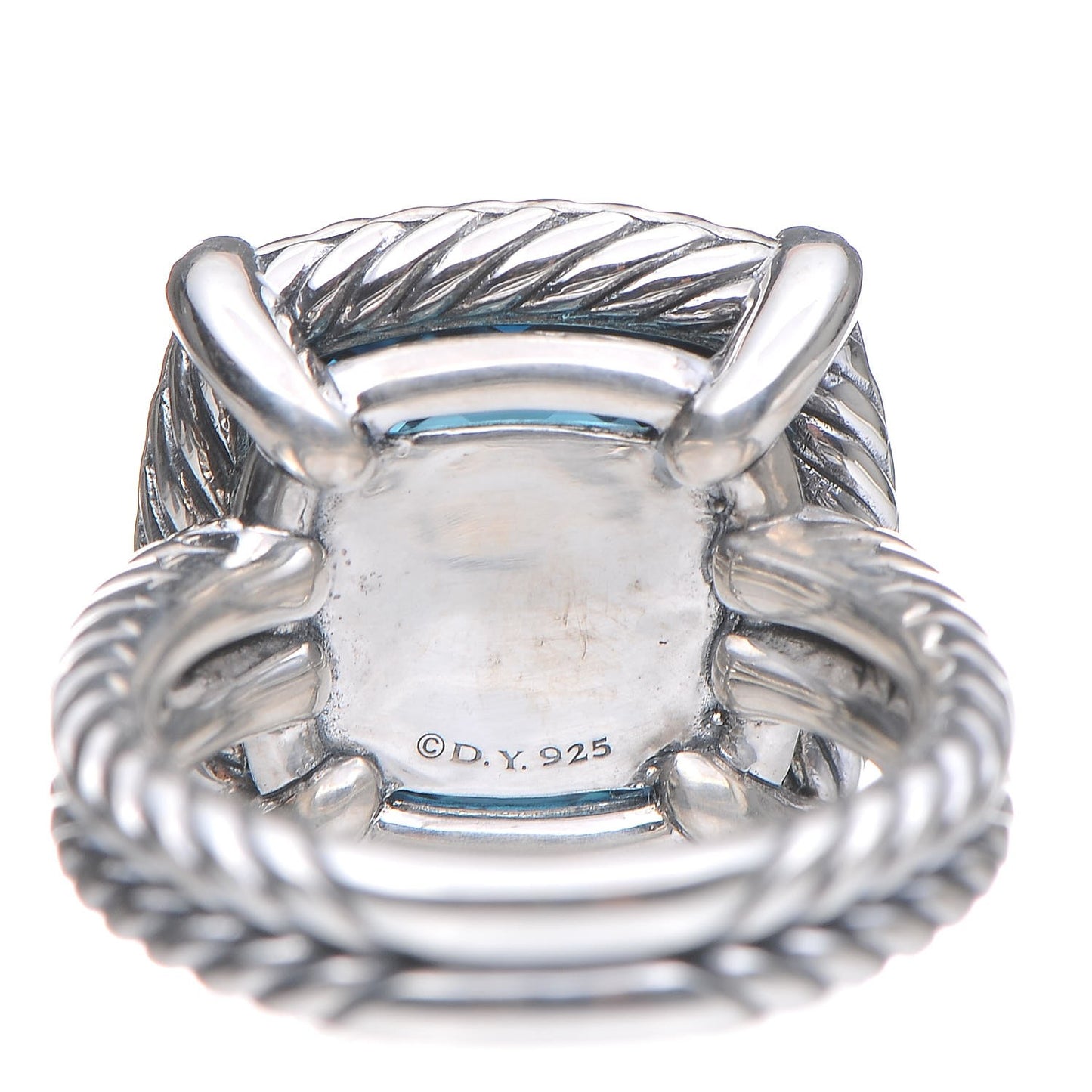 Sterling Silver Diamond Hampton Blue Topaz 14mm Chatelaine Pave Bezel Ring 52 6