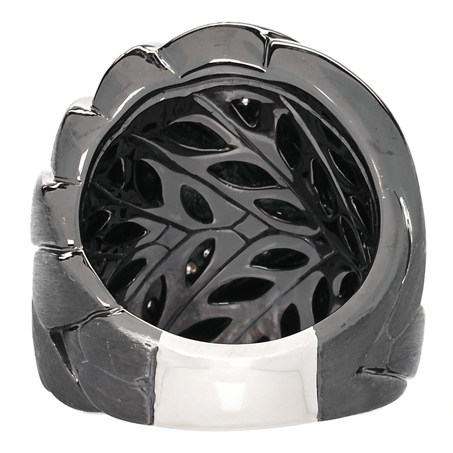 Blackened Sterling Silver Diamond Wide Modern Chain Ring 53 6.25