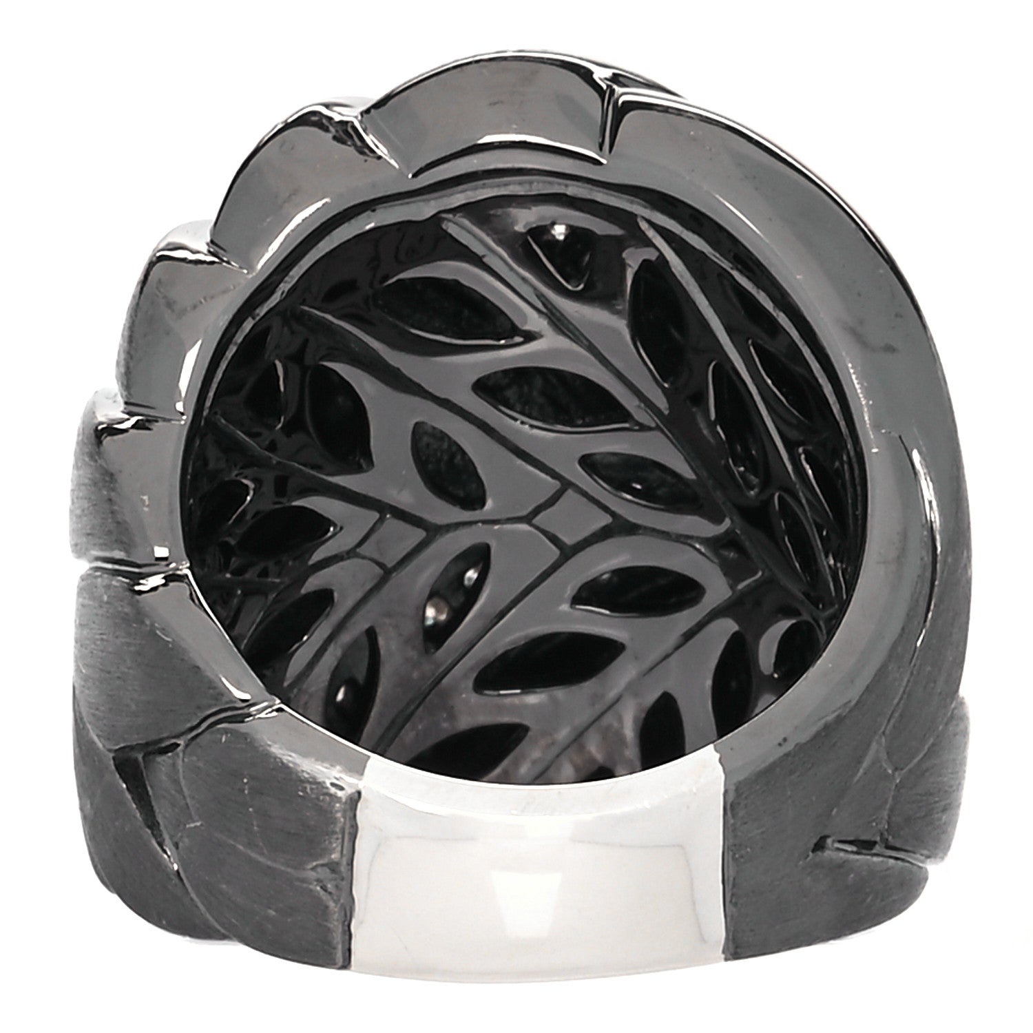 John Hardy Blackened Sterling Silver Diamond Wide Modern Chain Ring 53 6.25 3 of 5