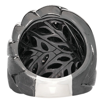 John Hardy Blackened Sterling Silver Diamond Wide Modern Chain Ring 53 6.25 3 of 5