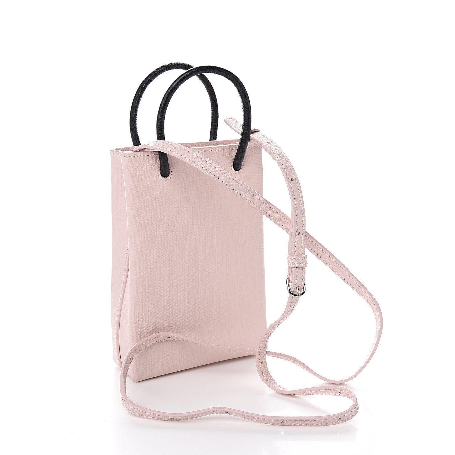Balenciaga Squared Calfskin Logo Shopping Phone Holder Bag Light Rose 2 of 9