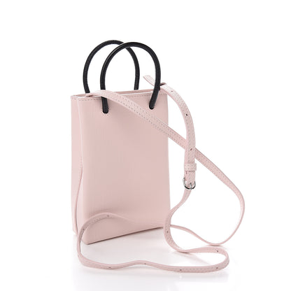 Balenciaga Squared Calfskin Logo Shopping Phone Holder Bag Light Rose 2 of 9