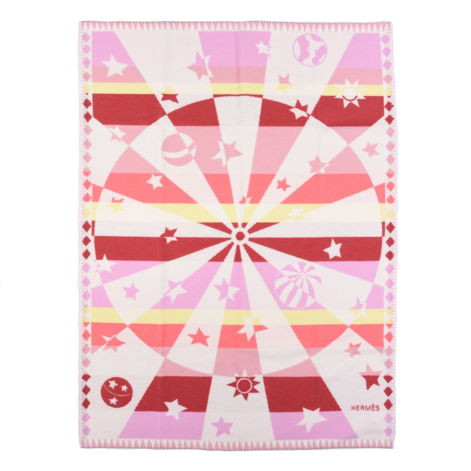 Hermes Wool Cashmere Avalon Circus Throw Blanket Petale 1 of 3
