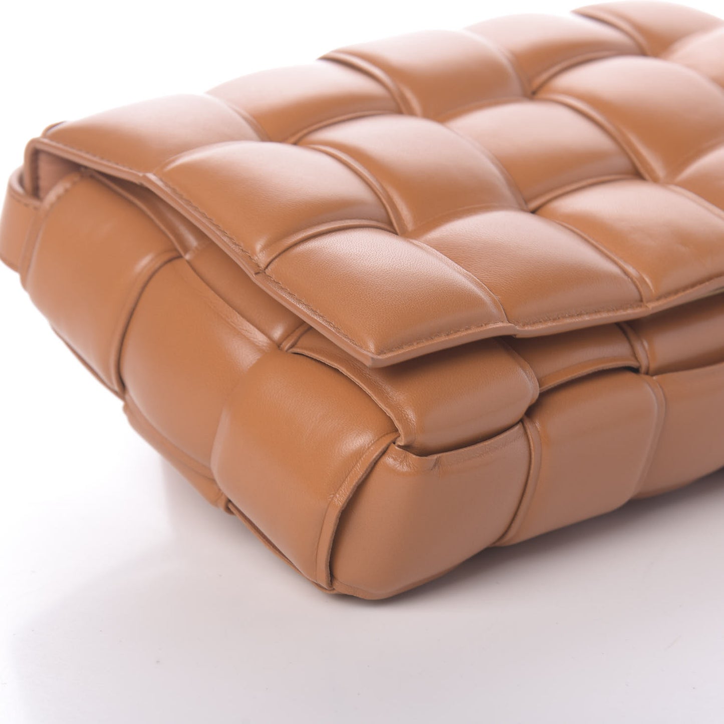 Nappa Maxi Intreccio Padded Cassette Crossbody Bag Clay