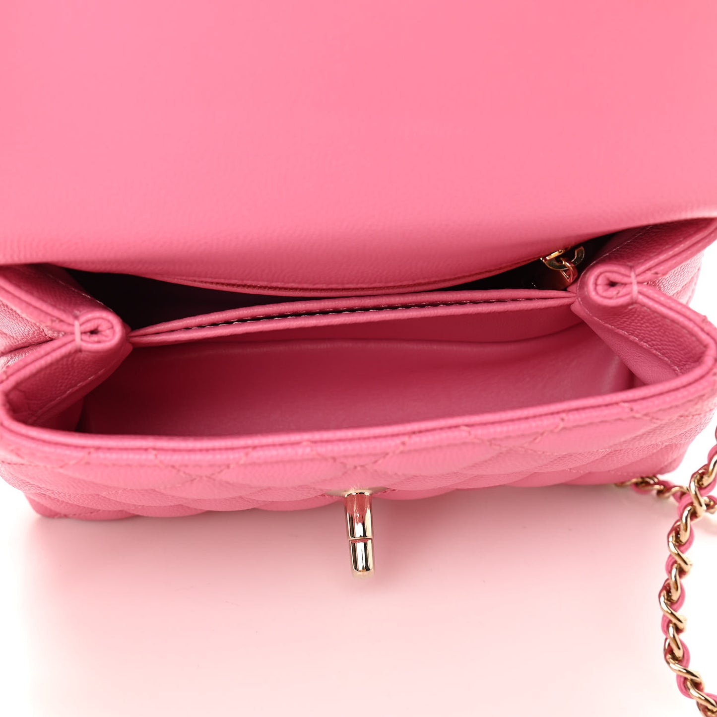 Caviar Quilted Lizard Embossed Extra Mini Coco Handle Flap Pink