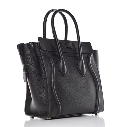 Celine Drummed Calfskin Micro Luggage Black 3 of 9