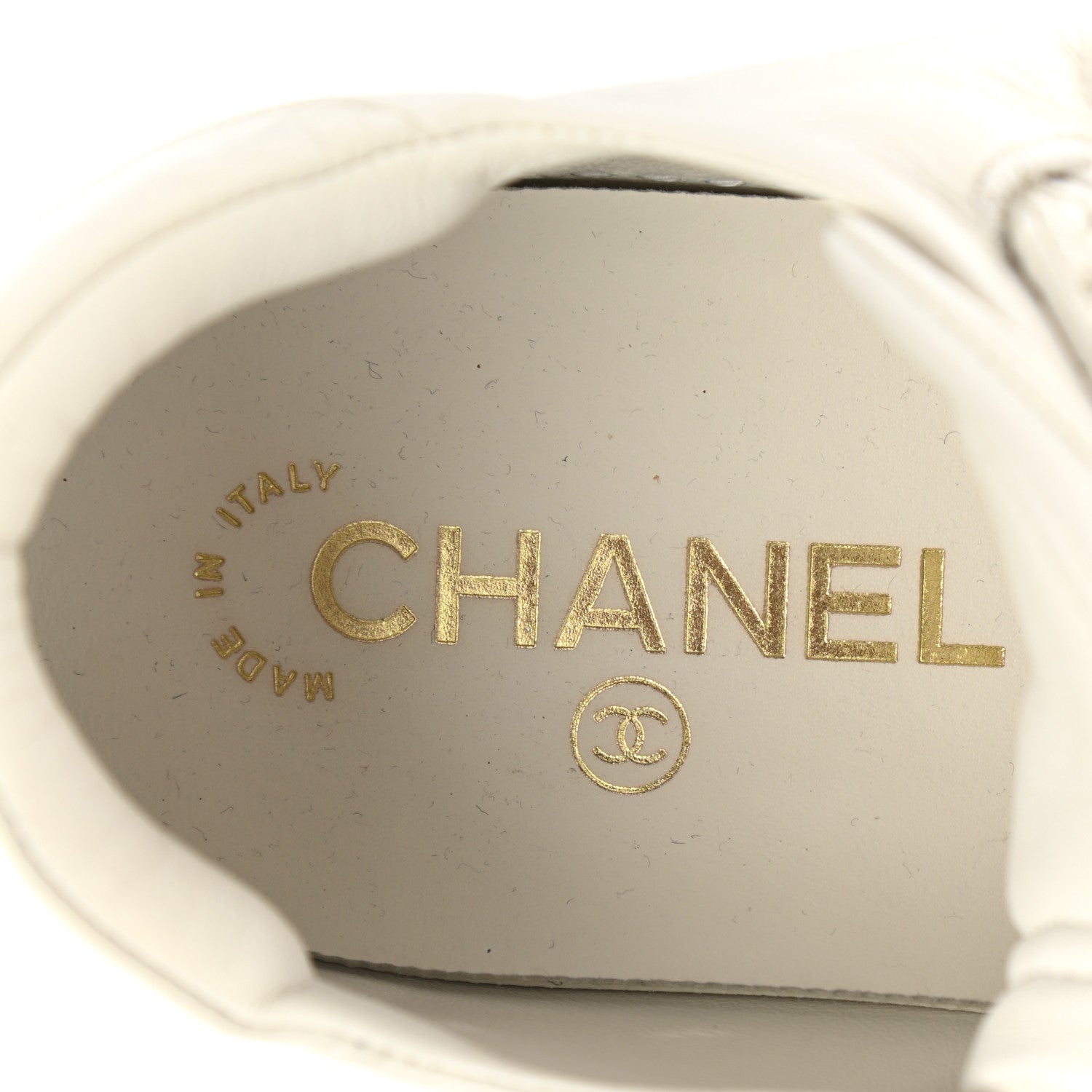 Chanel Crumpled Calfskin Womens CC Bow Sneakers 37.5 White 7 of 8