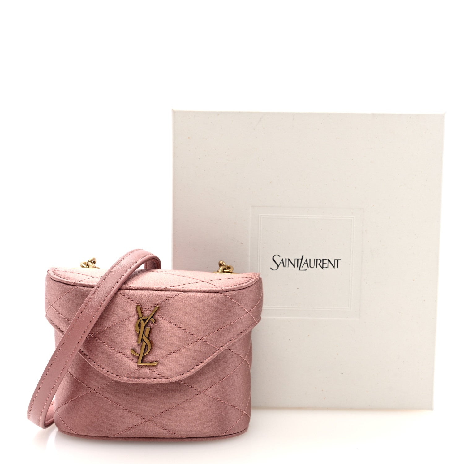 Saint Laurent Satin Matelasse Monogram Micro June Box Bag Dragee 11 of 11