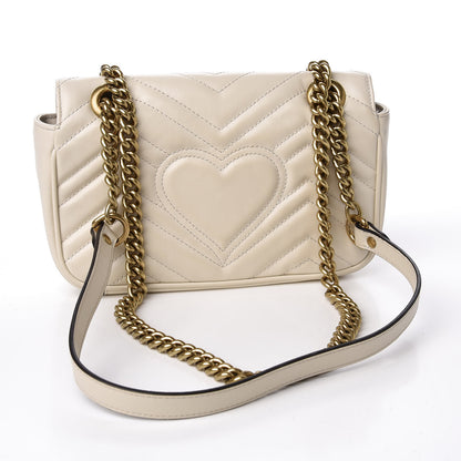 Gucci Calfskin Matelasse Mini GG Marmont Shoulder Bag White 2 of 11