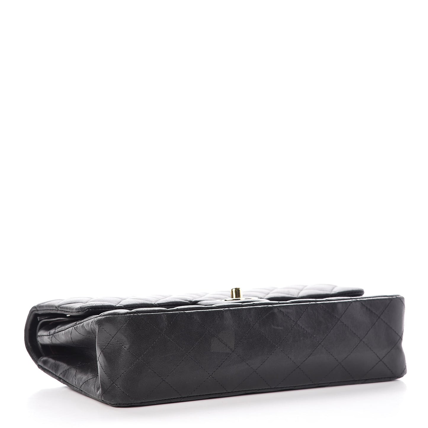 Lambskin Quilted Medium Double Flap Black