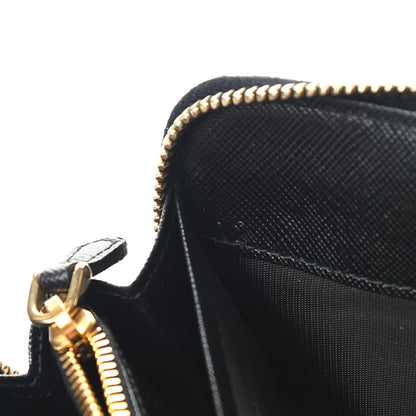 Prada Saffiano Fiocco Bow Zip Around Wallet Black 8 of 17