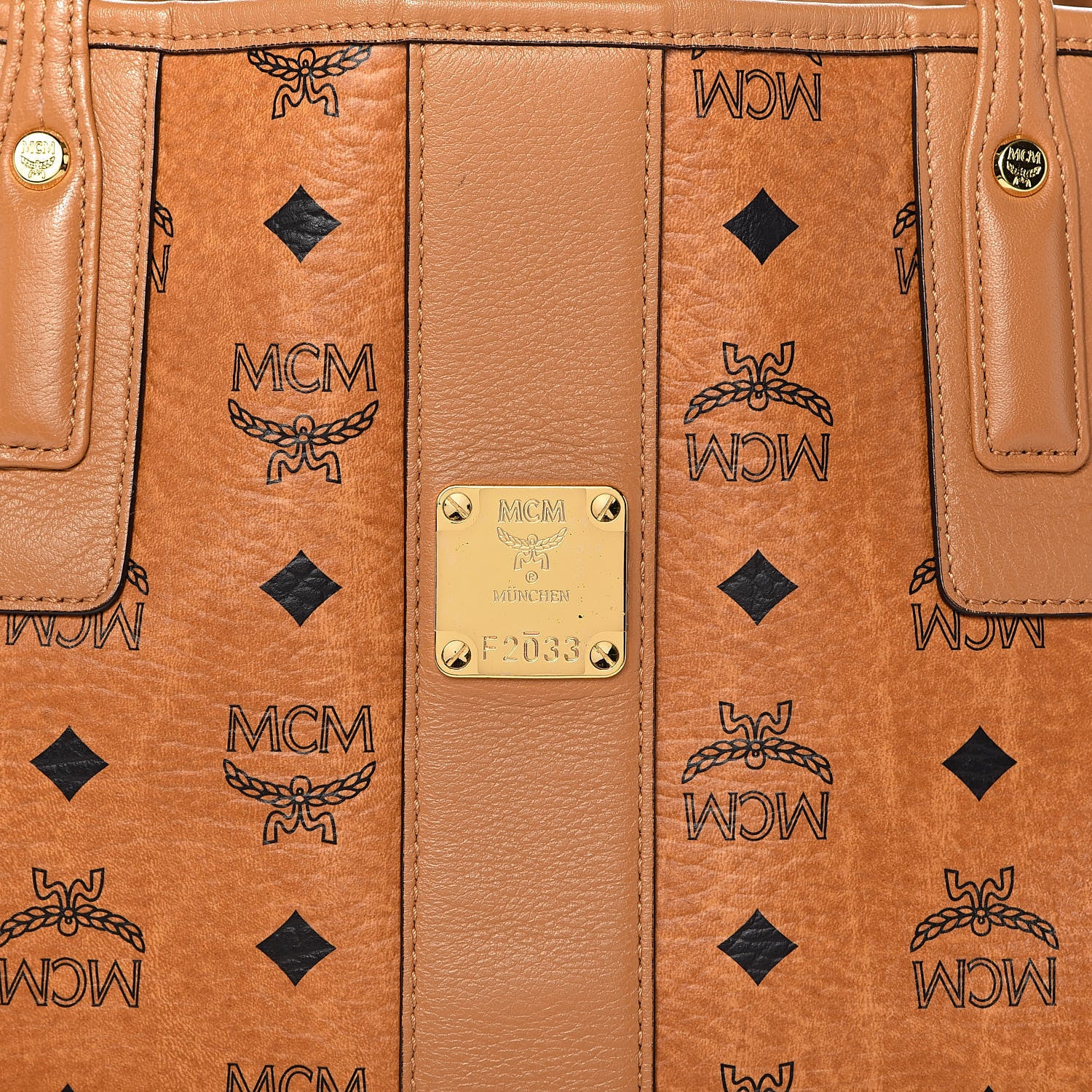 MCM Visetos Medium Liz Reversible Shopper Tote Cognac 18 of 18
