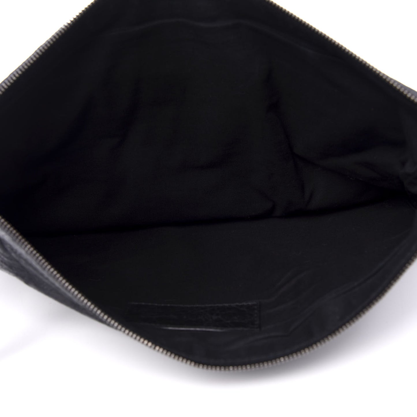 Agneau Classic Hardware Large Zip Pouch Black
