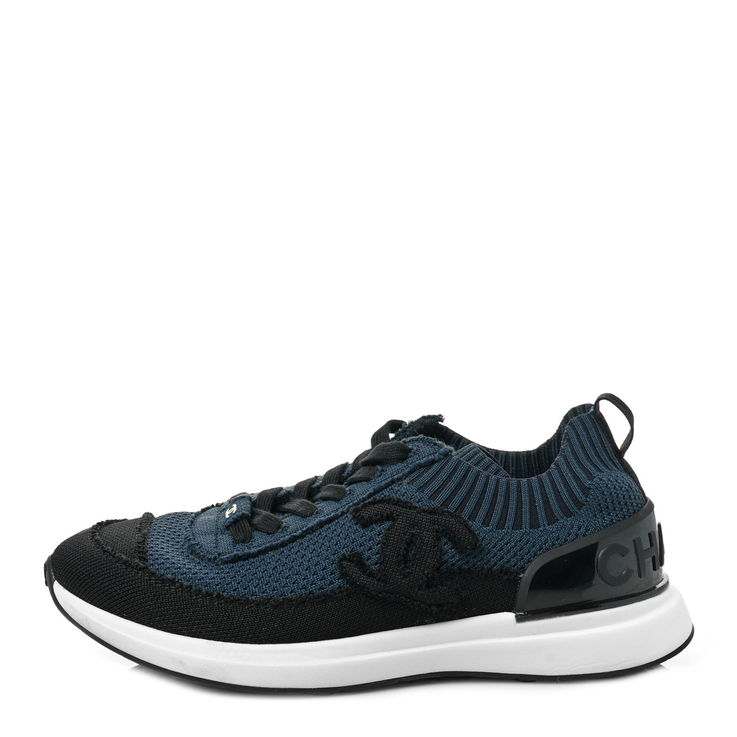 Fabric Logo Sneakers 40 Navy Black